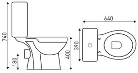 C-CLEAR monoblokkos WC hátsó kifolyással ülőkével