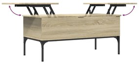 sonoma tölgy szerelt fa és fém dohányzóasztal 100x50x45 cm
