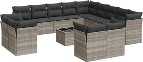 vidaXL 14 részes világosszürke polyrattan kerti ülőgarnitúra párnával