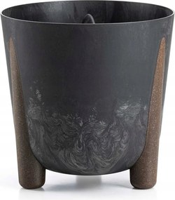 Virágtartó beton utánzat fekete Lábakon modern műanyag 26xh25 cm