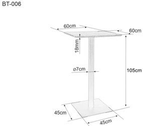 BT-006 négyzet bárasztal tölgy 60 cm