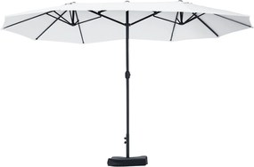 Outsunny Kültéri Kerti Kéttagú Téglalap Ernyő 4,6L x 2,7W x 2,4H m Kurblis Nyitás-Zárás, Homokzsákokkal és Alappal, Erkélyre, Medencéhez, Bézs | Aosom