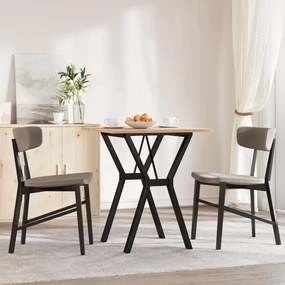tömör fenyőfa és öntöttvas étkezőasztal Y-vázzal 70x70x75 cm