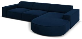 Kék bársony sarokkanapé (jobb oldali) Jodie - Micadoni Home