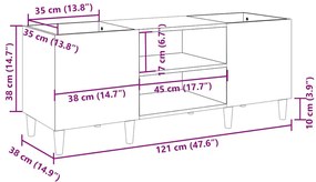 barna tölgyszínű szerelt fa hanglemezszekrény 121x38x48 cm