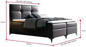 LINDT kárpitozott boxspring ágy + fedőrész, 200x200, madryt 1100