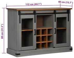 HALDEN szürke tömör fa komód 2 tolóajtóval 112x40x80 cm