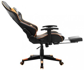 fekete és narancssárga műbőr gamer szék lábtámasszal