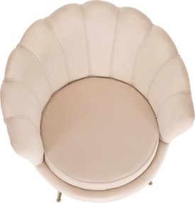 Fotel Art-deco stílusban, bézs Velvet anyag/gold chróm-arany, NOBLIN