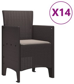 15 részes kerti étkezőszett párnákkal Barna poli rattan