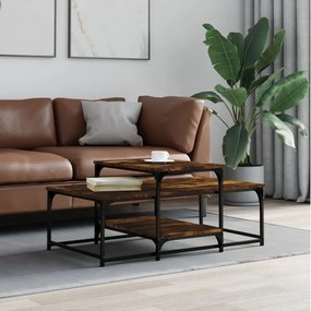 Füstös tölgy színű szerelt fa dohányzóasztal 102 x 60 x 45 cm