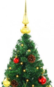 zöld megvilágított műkarácsonyfa gömbökkel 180 cm