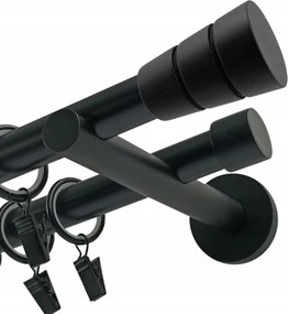 Függönykarnis Dupla Fém 19 MM Matt Fekete 160 CM Basic Henger