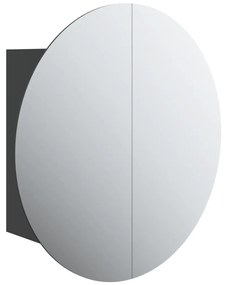 fekete fürdőszobaszekrény kerek tükörrel/LED-del 47x47x17,5 cm