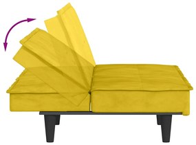 sárga bársony kanapéágy pohártartókkal