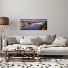Pozsonyi éjszakai város képe folyóval (120x50 cm)