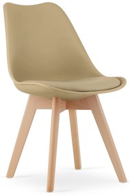 Étkező szett 1 + 4, fehér TESSA asztal 120x60 cm tölgy dekor + bézs BALI MARK szék bükk lábakkal