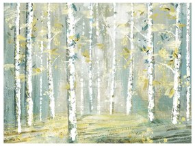 Vászon falikép, absztrakt erdő, 85x113 cm, világoszöld - BOULEAUX