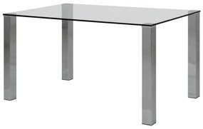 Asztal Oakland 107Ezüst, 75x90x140cm, Edzett üveg, Fém