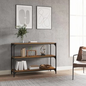 füstös tölgy színű fa és acél könyvszekrény 100 x 33 x 70,5 cm