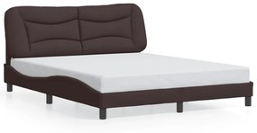 sötétbarna szövet ágykeret LED-es matrac nélkül 160 x 200 cm