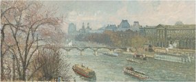 Kép - Camille Pissarro, The Louvre, Afternoon, Rainy Weather, reprodukciók (120x50 cm)