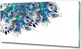 Fotó-kép edzett üveg páva tollak 100x70