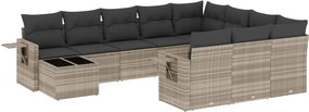 vidaXL 11 részes világosszürke polyrattan kerti ülőgarnitúra párnákkal