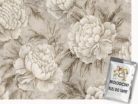 Fotótapéta Flizelina Virágok Bézs Bazsarózsa Peonie Vintage Retro 350x250 ragasztó