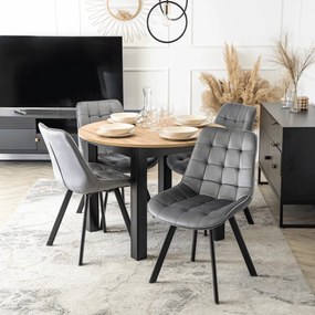 Étkezőgarnitúra 4 db. Szürke Rick székkel. Bővíthető asztal HARRY 102-142 cm