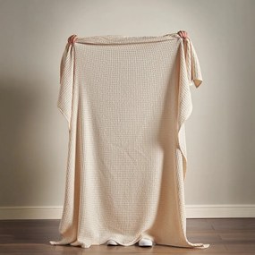 Bézs pamut takaró 150x200 cm Jaipur Chunky Waffle – Pineapple Elephant