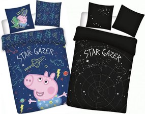 Peppa malac Star-gazer Sötétben világító gyerek, ovis ágyneműhuzat 100x135cm, 40x60cm