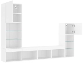 vidaXL 4 darab fehér szerelt fa fali TV-bútor LED-del