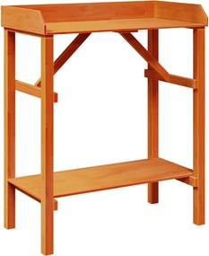 vidaXL Ültetőasztal polcokkal Barna 75 x 40 x 90 cm Tömör fenyőfa