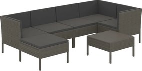 vidaXL 7 részes szürke polyrattan kerti ülőgarnitúra párnákkal