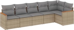 vidaXL 6 részes vegyes bézs polyrattan kerti ülőgarnitúra párnákkal