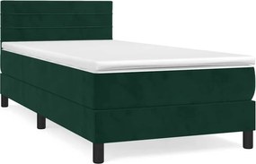 vidaXL sötétzöld bársony rugós ágy matraccal 80 x 200 cm