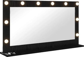 vidaXL Toalett Tükör Fekete tölgy 100 x 55 x 18 cm Üveg és mérnöki fa