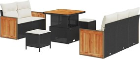 vidaXL Kerti Kanapé Szett párnával 8 pcs Fekete és Krém