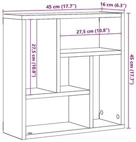 kézműves tölgy színű szerelt fa fali polc 45 x 16 x 45 cm