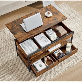 NYRO emelhető tetejű dohányzóasztal, barna/fekete