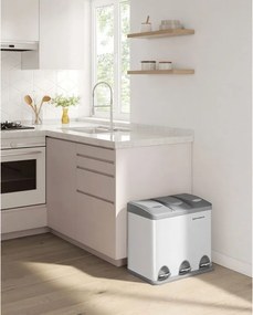 SORT szelektív hulladékgyűjtő, 24l (3x8l), szürke/fehér SongmicsHome