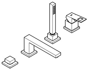 GROHE 19897001 - EUROCUBE négylyukú kádtöltő csaptelep, fényes króm