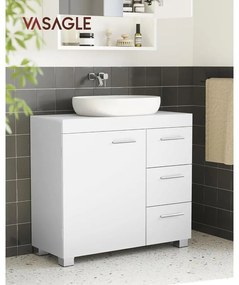 Mosdó alatti szekrény, fürdőszobai szekrény 3 nagy fiókkal, 30 x 70 x 64 cm, fehér