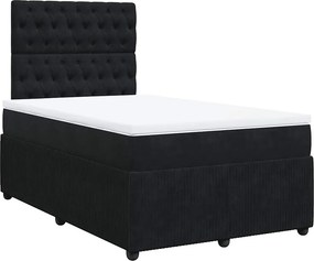 vidaXL fekete bársony rugós ágy matraccal 120x190 cm