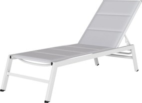 Outsunny könnyű alumínium napozóágy – 6 fokozatú állítható háttámla, 560 g/m² párnázott textilén, rozsdaálló kerti/medencei nyugágy (64 x 181 x 90 cm)