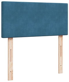 Kék bársony rugós ágy matraccal 100 x 200 cm