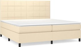 vidaXL krémszínű szövet rugós ágy matraccal 200 x 200 cm