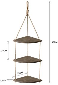 Függő sarki polc 90x25 cm barna