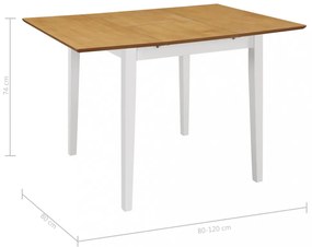 fehér kihúzható MDF étkezőasztal (80-120)x80x74 cm
